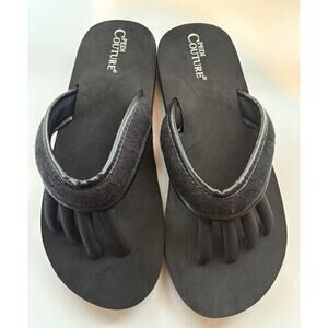 Pedi Couture Sandals Flip Flops Black Toe Separator Pedicure Yoga Arch Support L